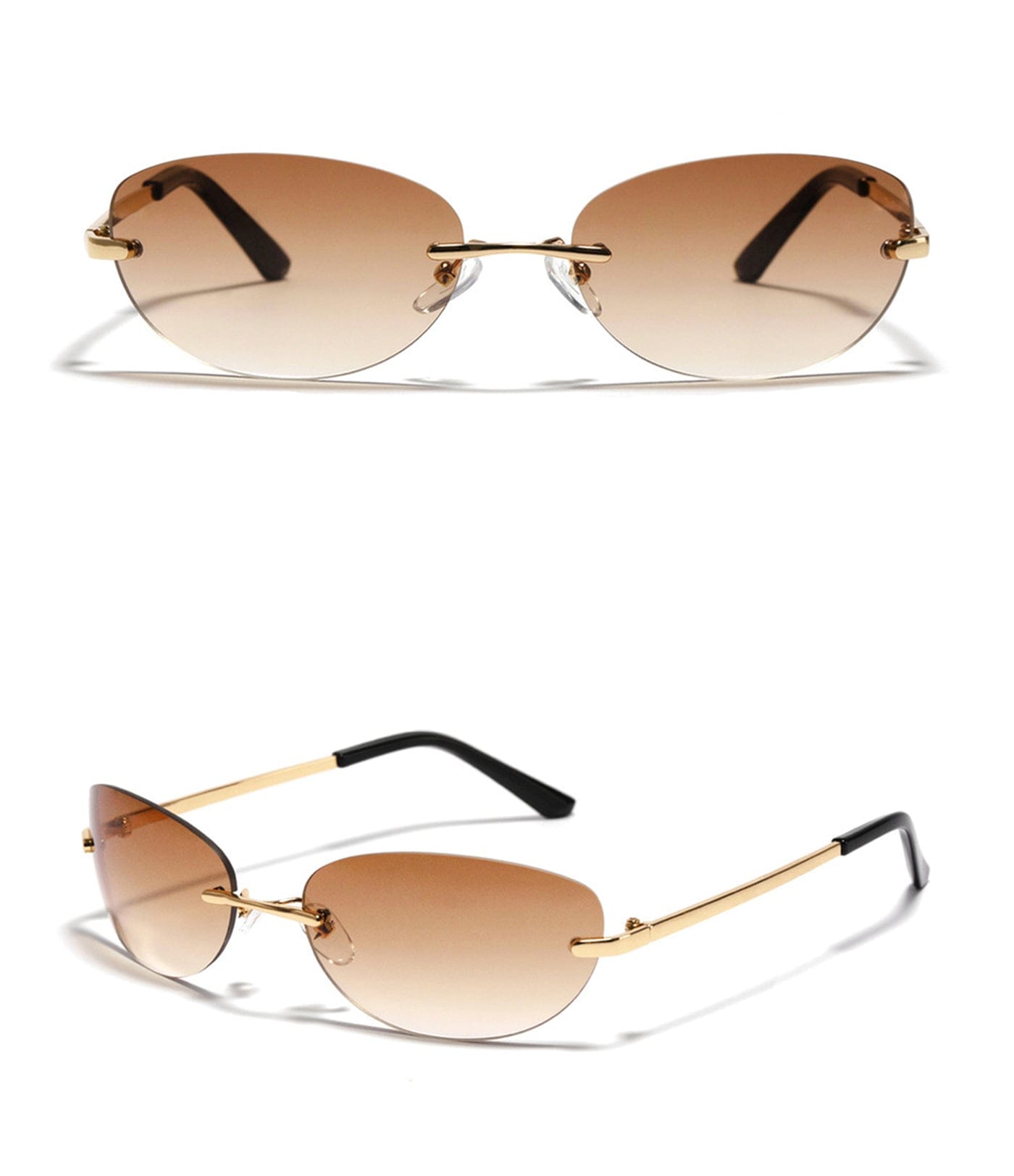 Rimless Oval Metal Fashion Sunglasses