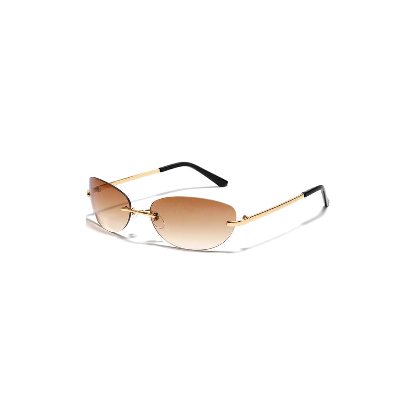 Rimless Oval Metal Fashion Sunglasses