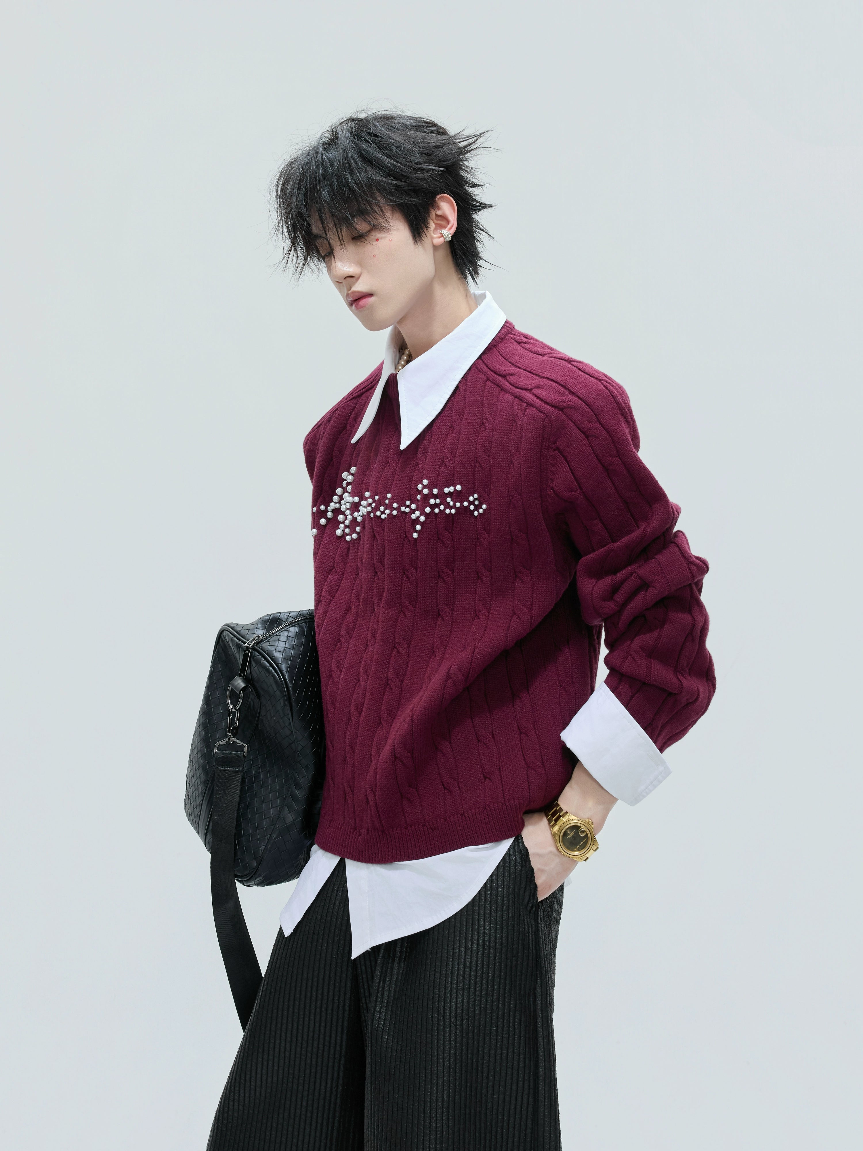 Crystal Script Cable Sweater