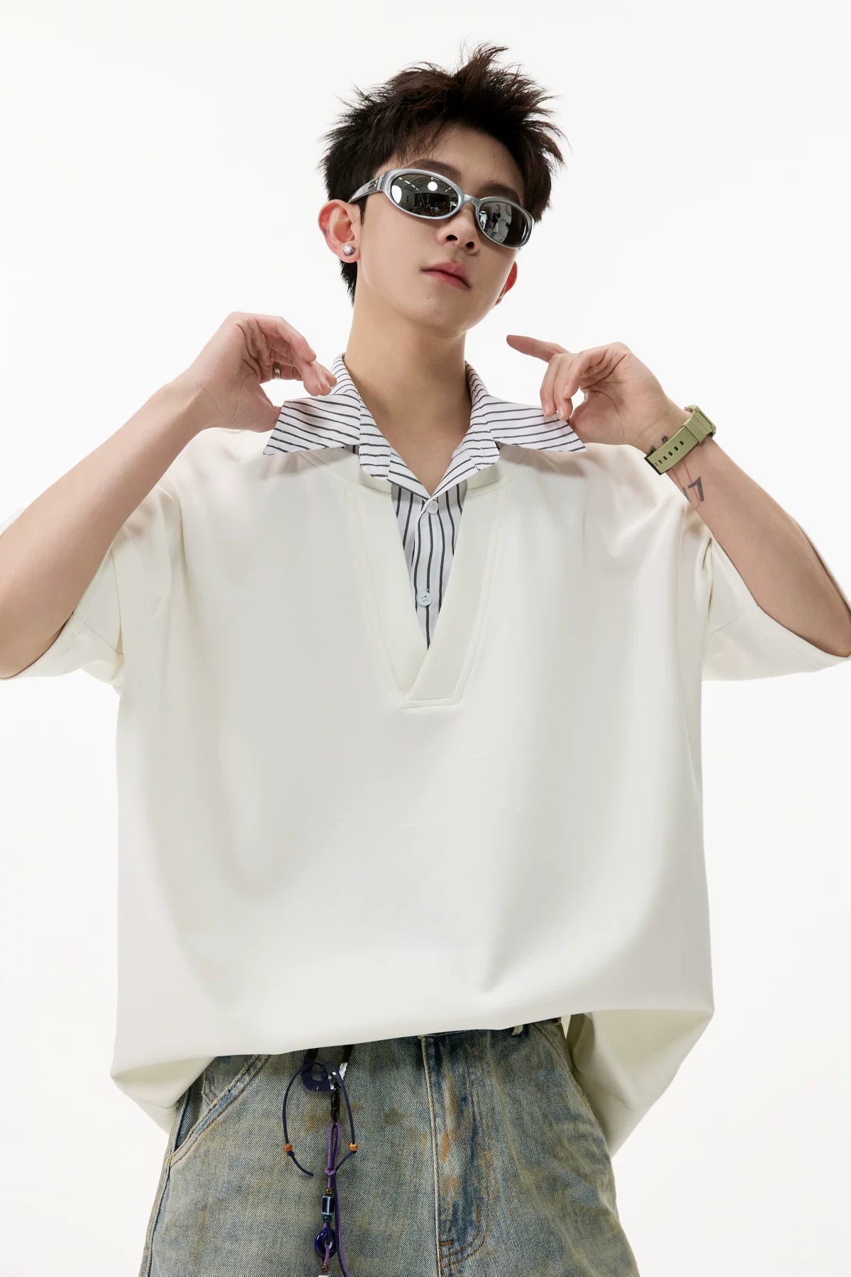 Layered Plunge Popover Polo