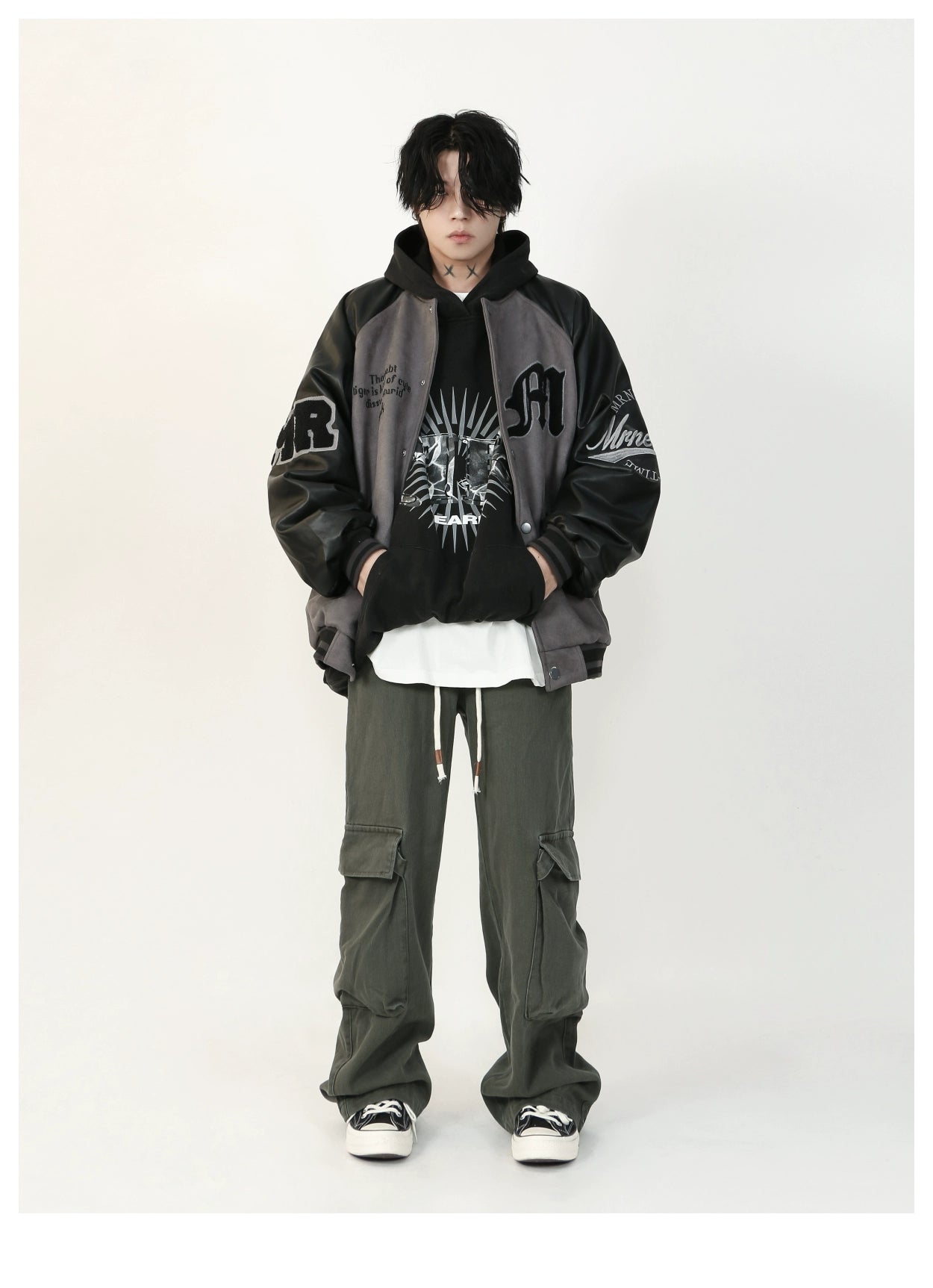 Monochrome Script Varsity Bomber Jacket