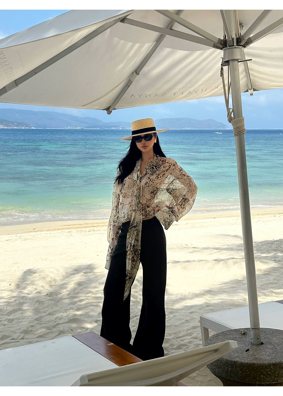 Black Pinstripe Wide Leg Pants