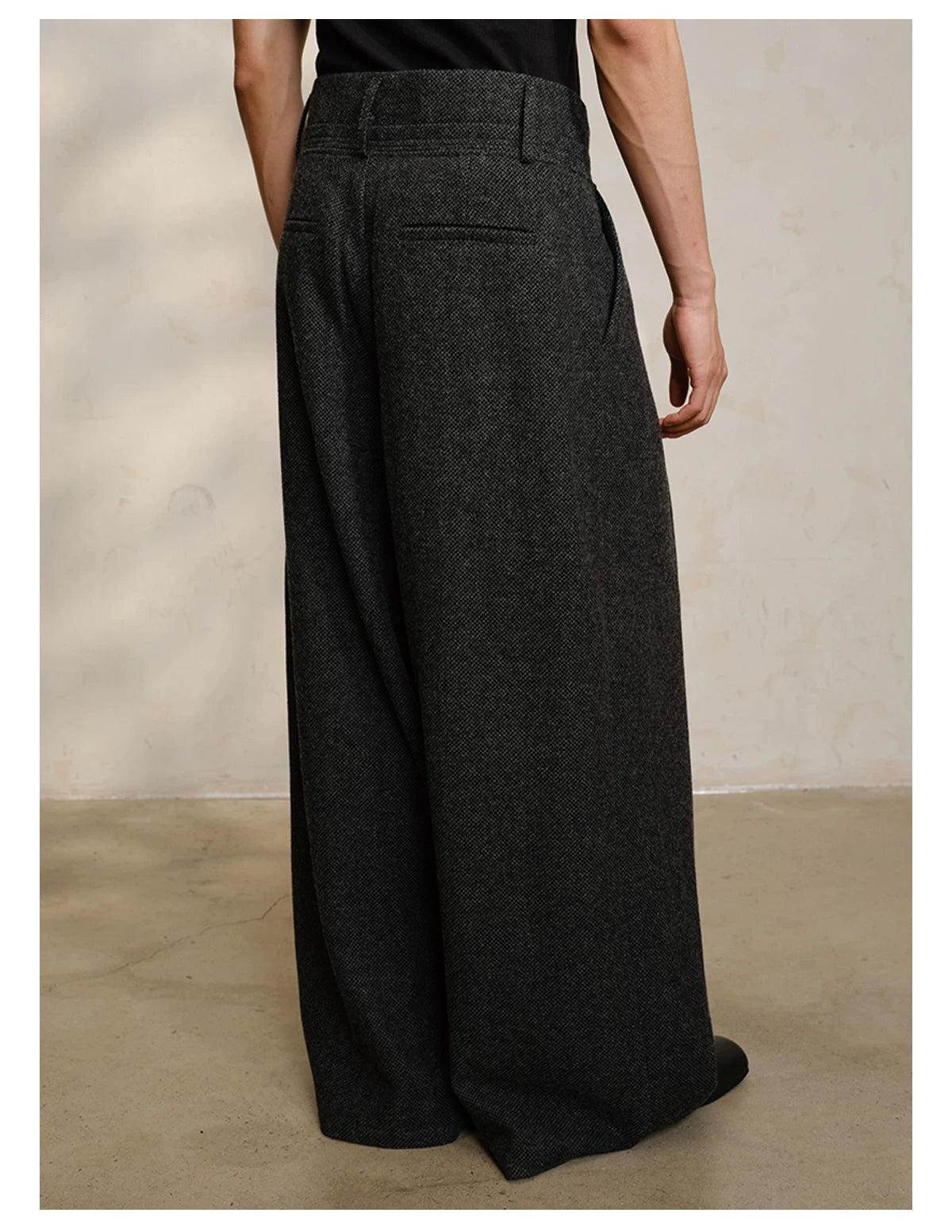 Wool Tweed High-Waist Wide-Leg Trousers