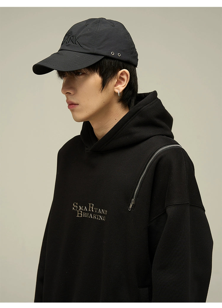 Zip Accent Graphic Hoodie