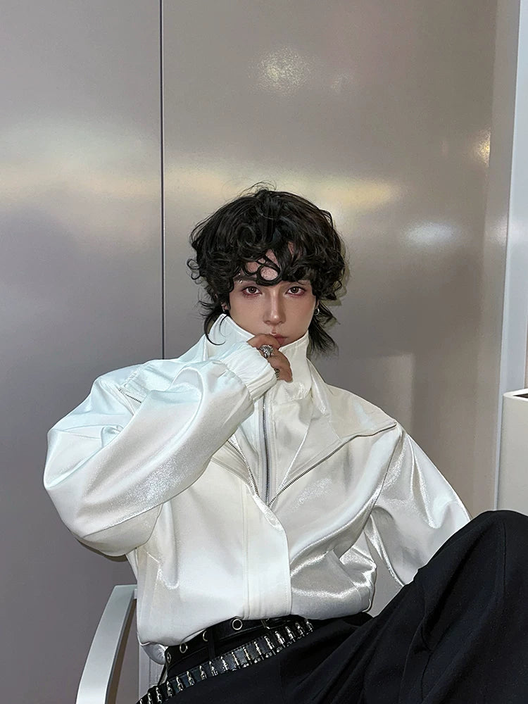 Nebula Gloss High-Collar Zip Jacket