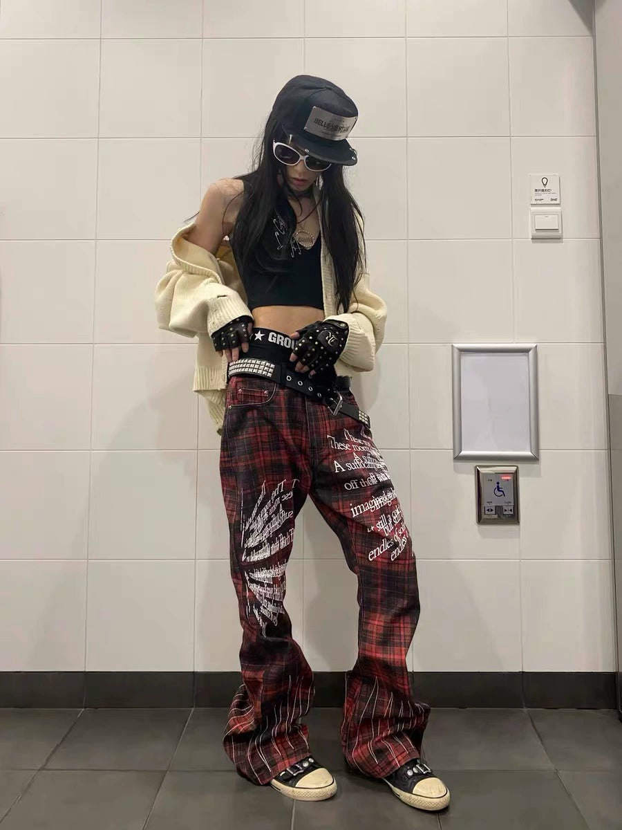 Crimson Verse Sigil Plaid Pants