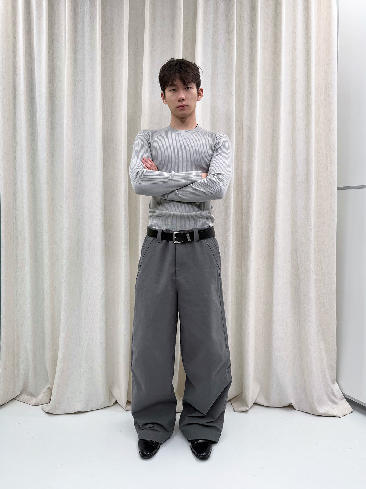 Washed Wide-Leg Trousers