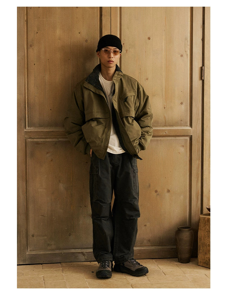 Military Green Straight Cargo Pants