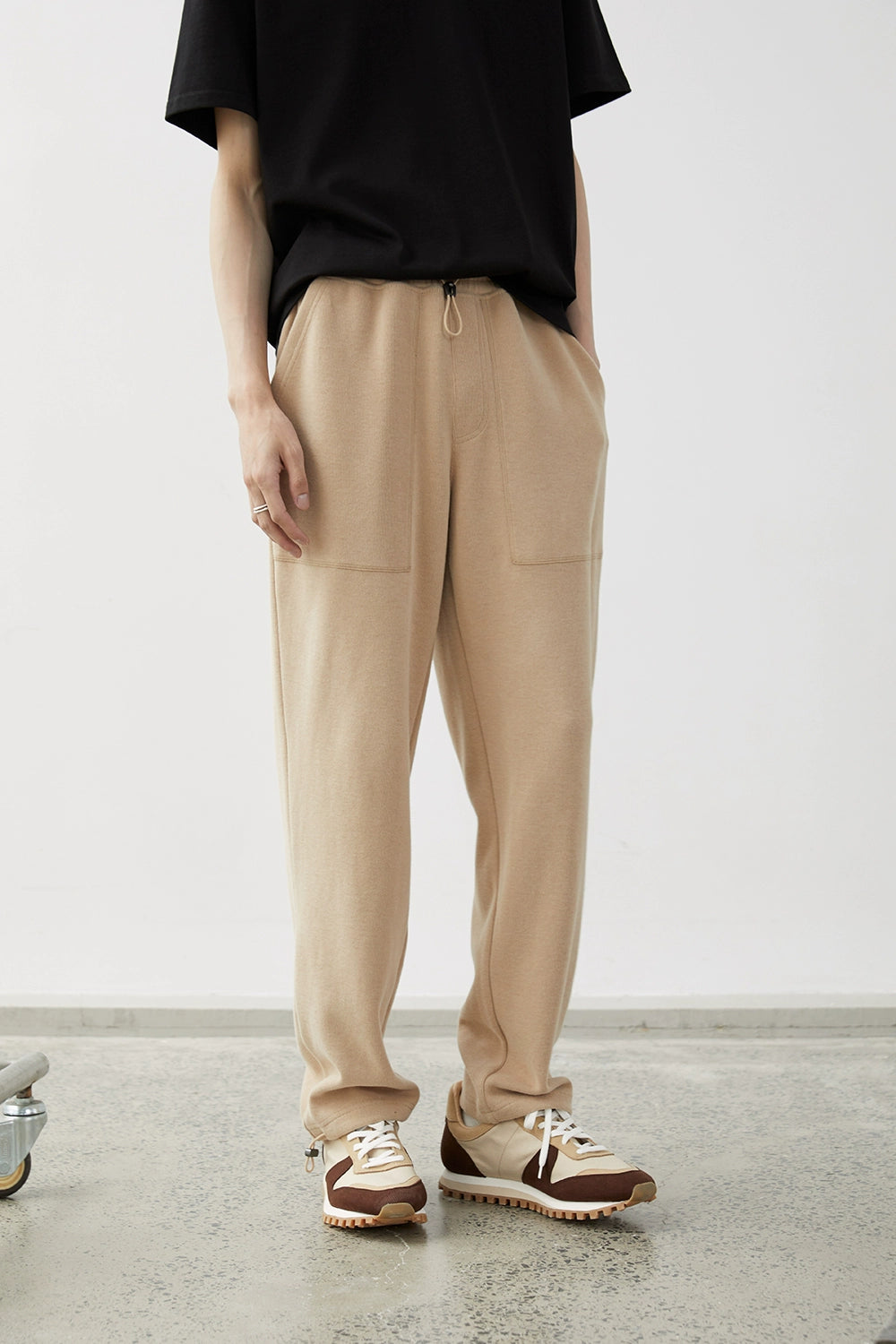 Drawstring Wide-Leg Athletic Pants