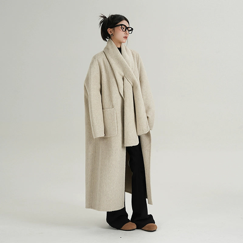 Cocoon Scarf Wool Coat
