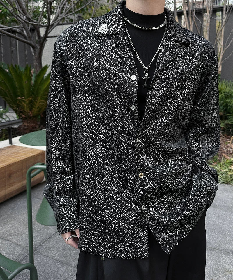 Starlit Static Shadow-Speck Satin Shirt
