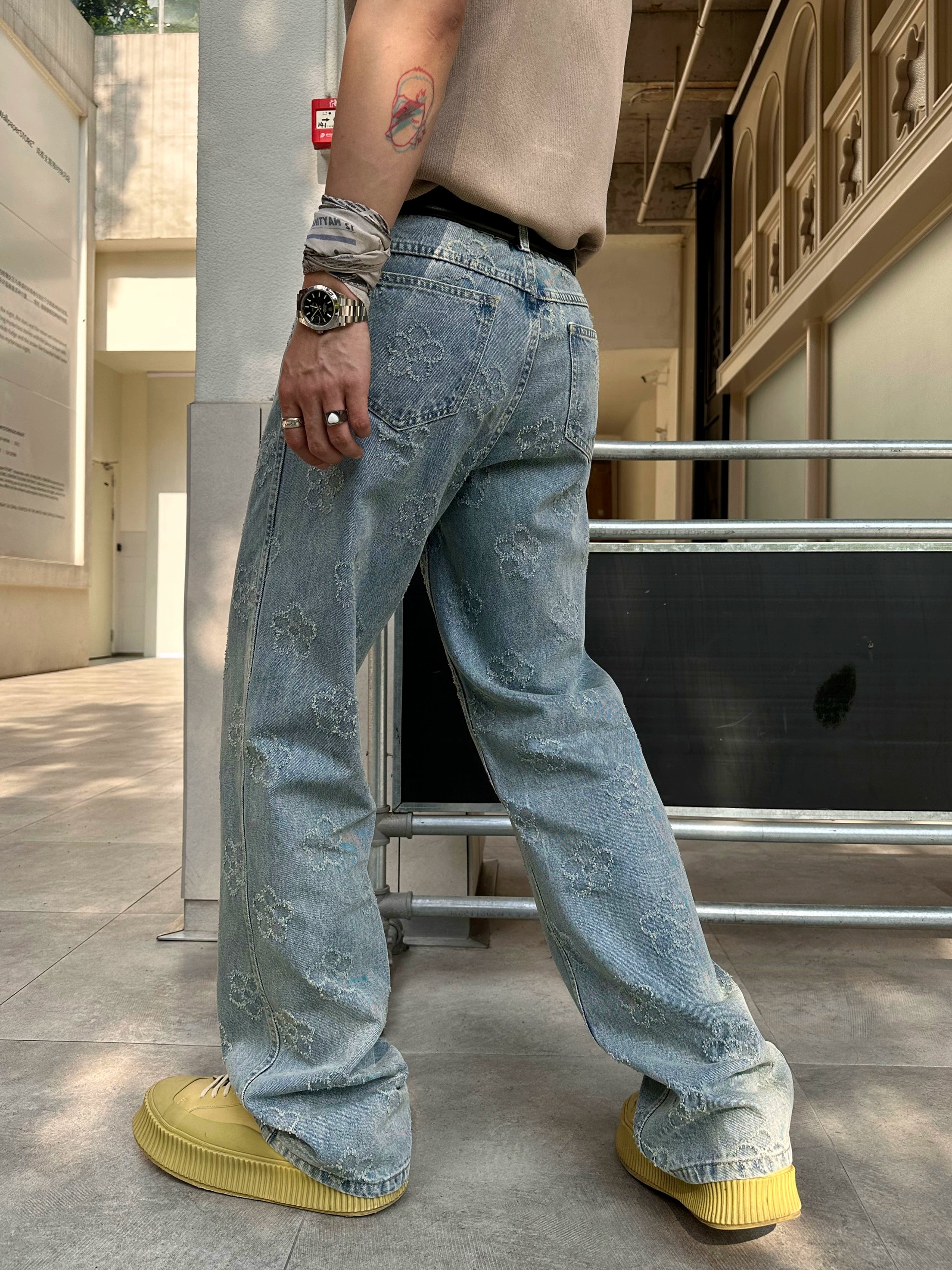 Light Blue Floral Jeans