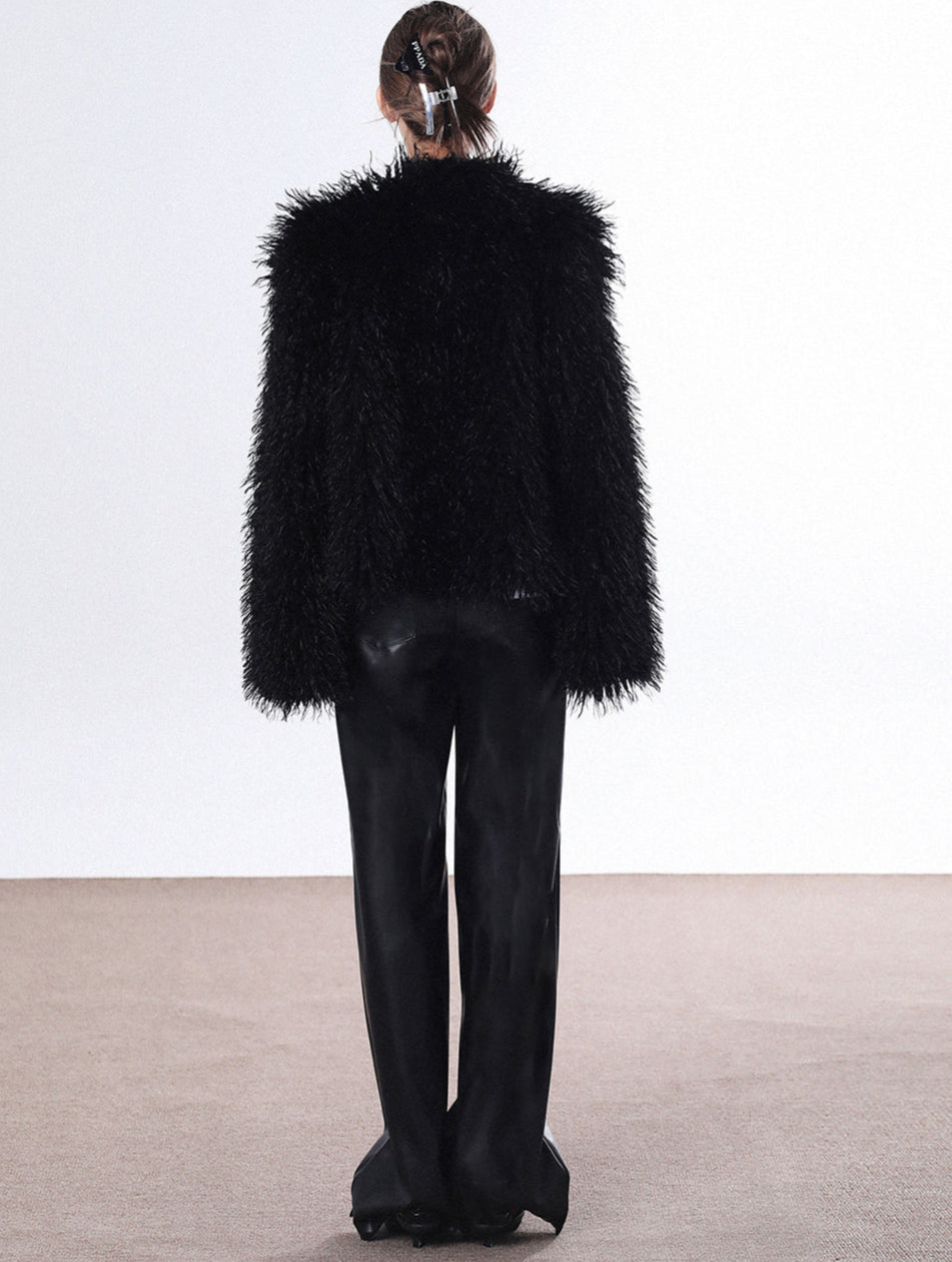 Black Faux Fur Party Coat