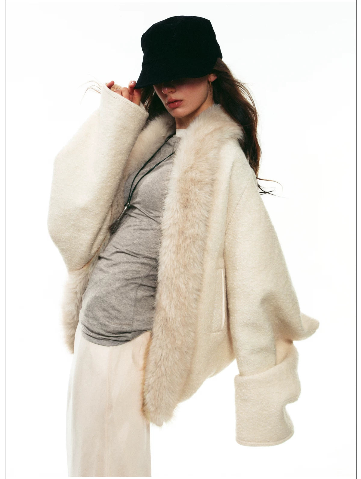 Boucle Fur Collar Jacket