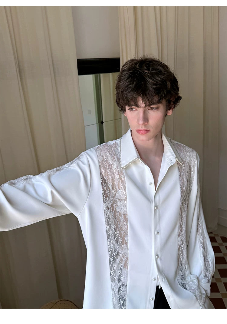Ivory Reverie Pearl Lace Shirt
