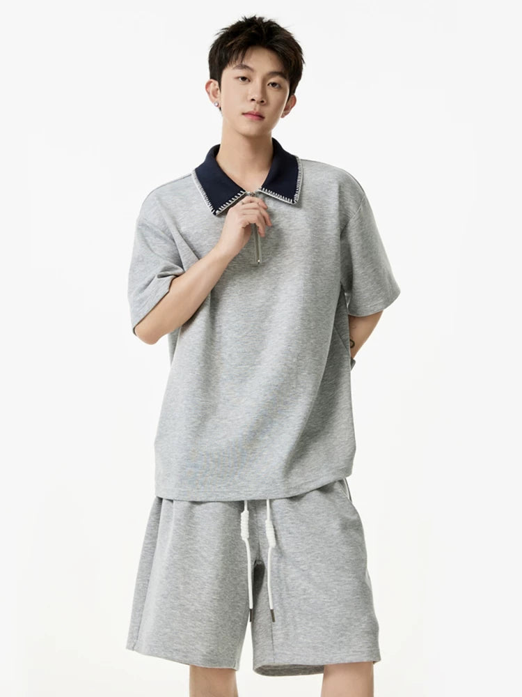 Contrast Collar Quarter-Zip Sweatshirt