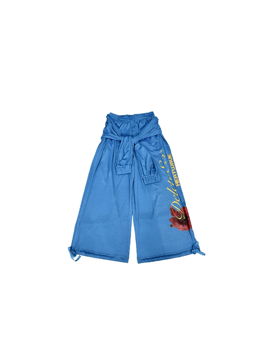"Heatwave Horizon" Mesh Vacation Wide-Leg Pants