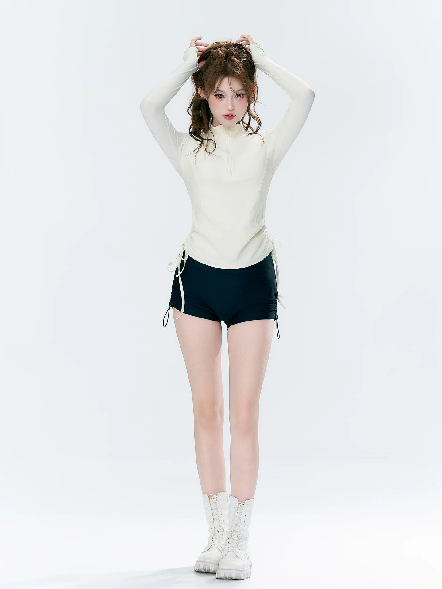 Ivory Crest Long-Sleeve Ruched Surf