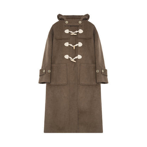 Winter Thicken College Style Hooded Mid-Length Melton Wool Coat - chiclara