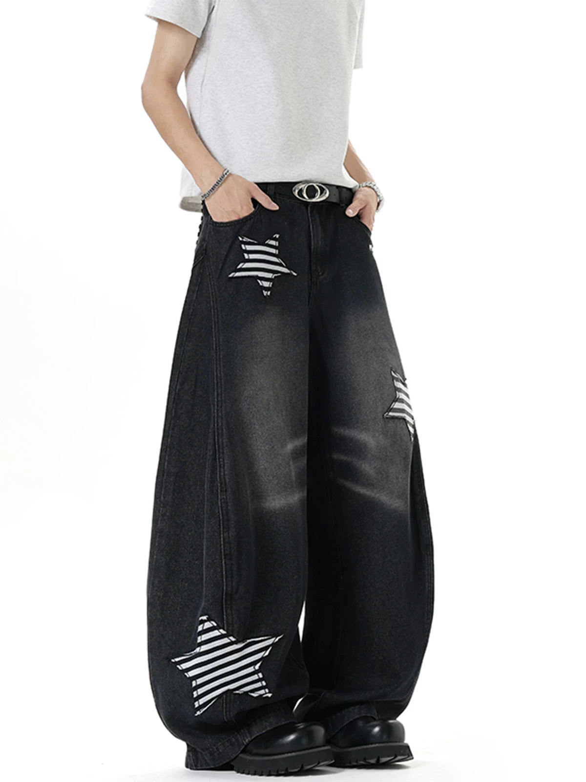 Midnight Stripe Star Balloon Jeans