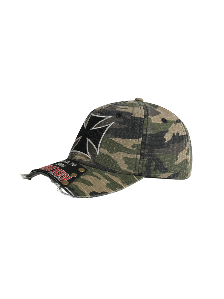 Iron Cross Distressed Brim Patch Cap