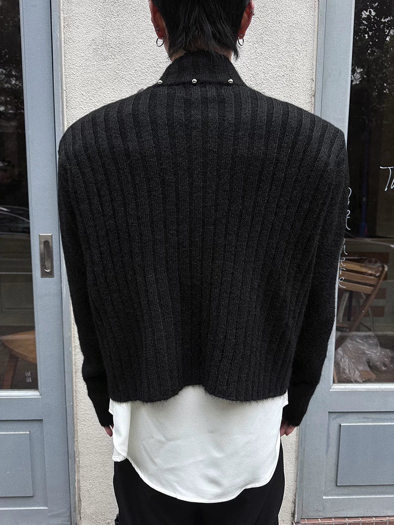 Pinfall Monogram Ribbed Zip Cardigan