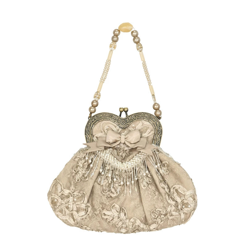 Vintage Lace Heart Clasp Purse
