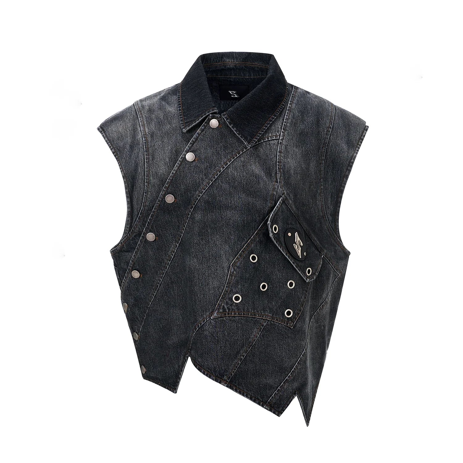 Asymmetric Denim Vest & Denim Jeans Setup