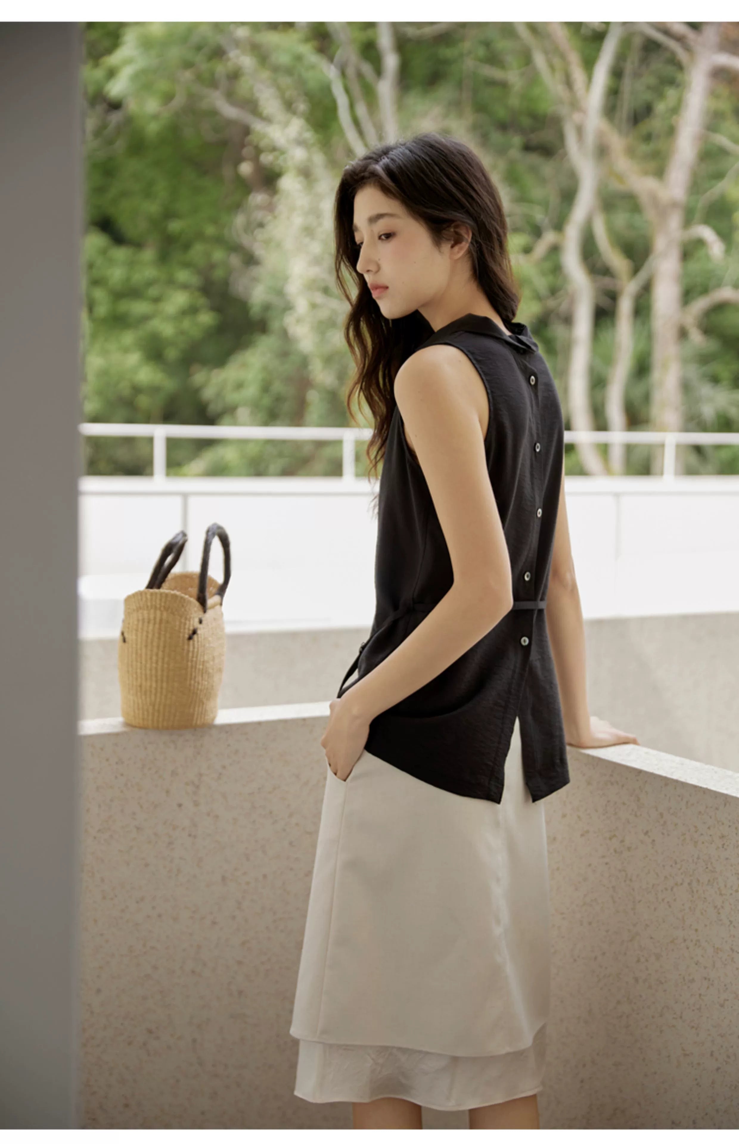 Sleeveless Light Pink Belted Top