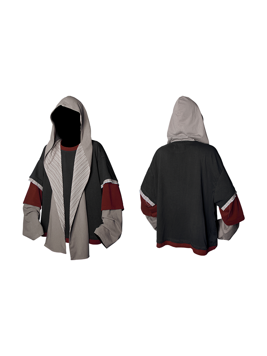 Layered Hooded Color Block Sweatshirt