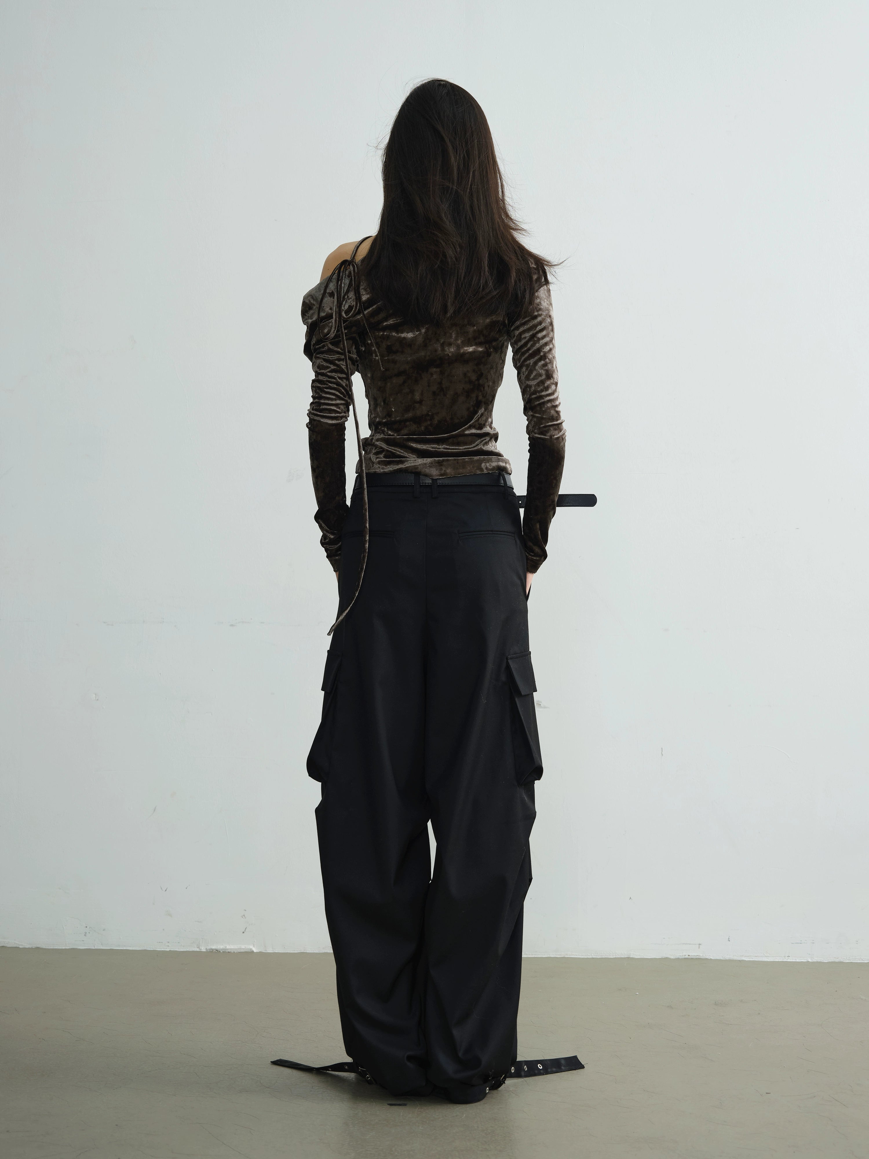 Velvet Asymmetrical Off Shoulder Top
