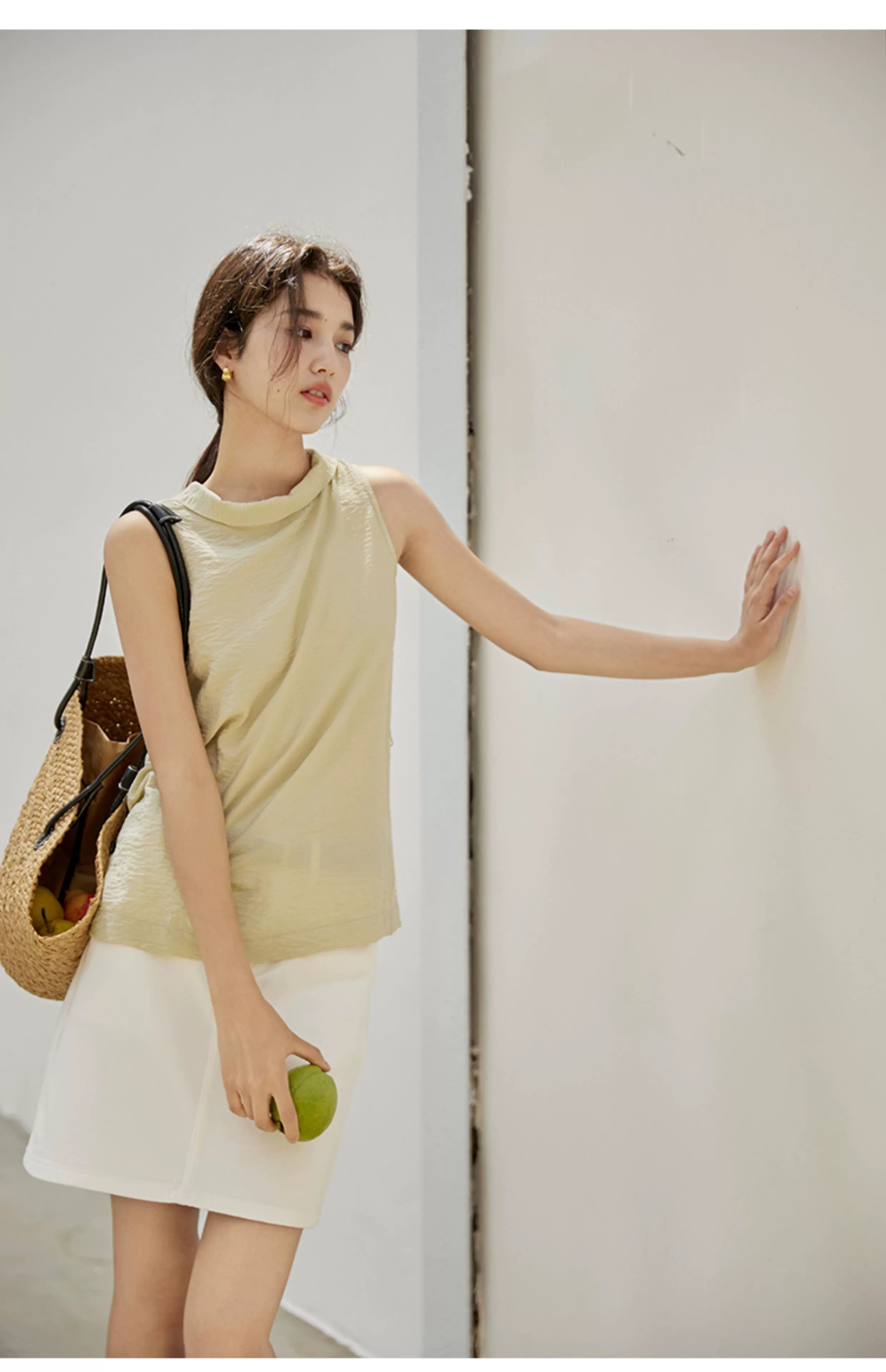 Sleeveless Light Pink Belted Top