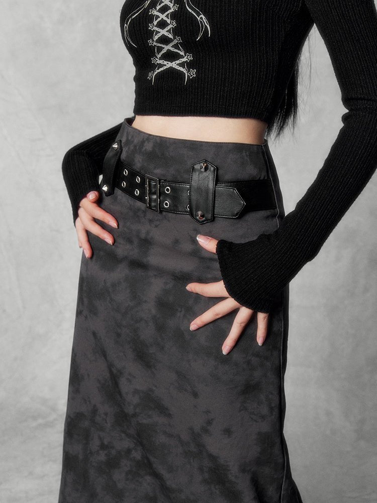 Gothic Buckle Maxi Skirt