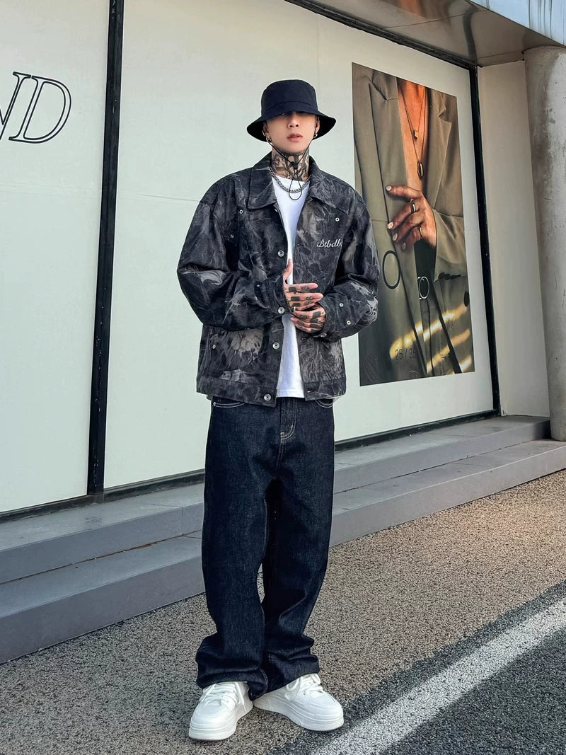 Midnight Fade Relaxed Straight‑Leg Jeans