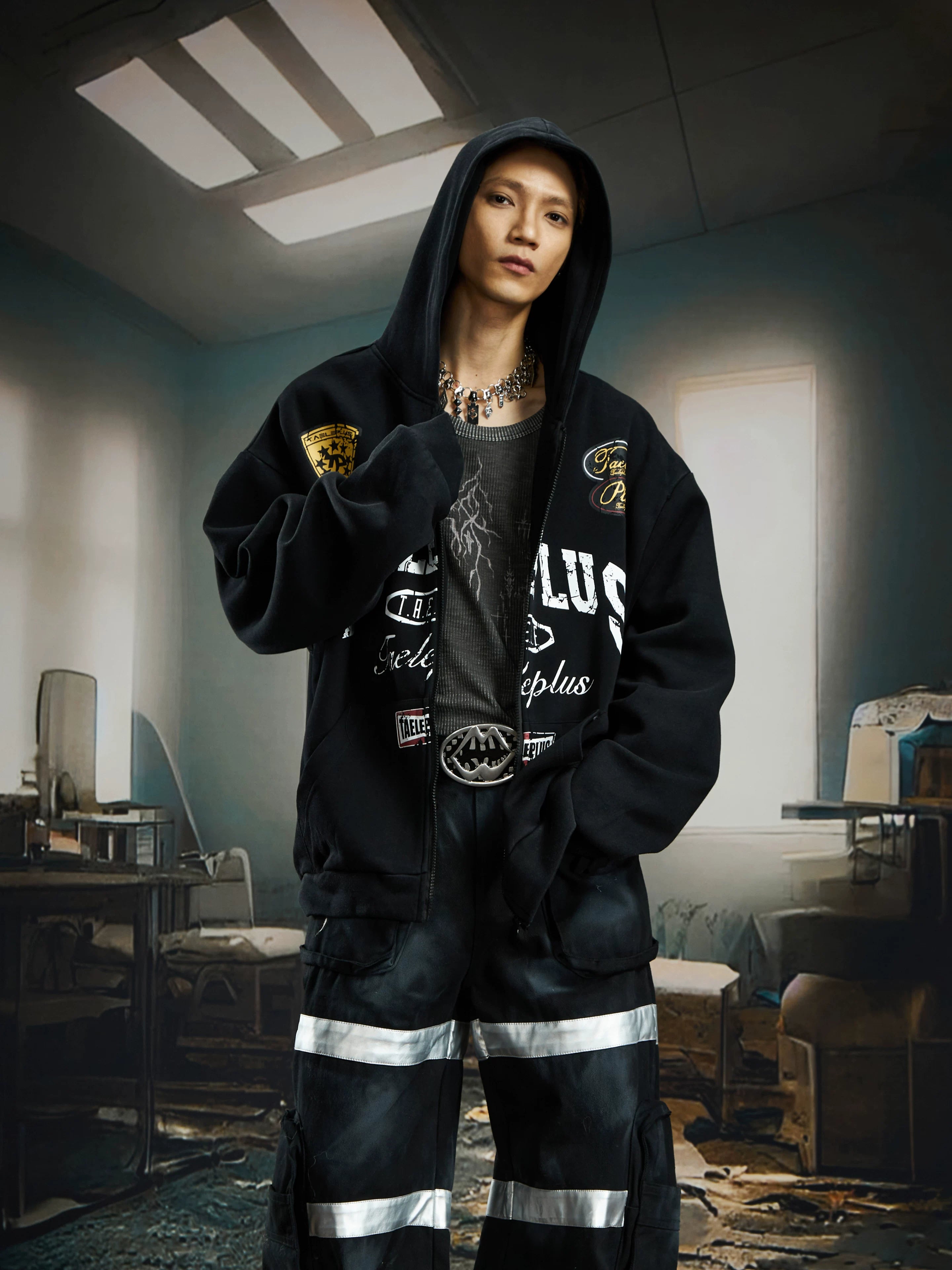Taeleplus Varsity Patch Zip Hoodie