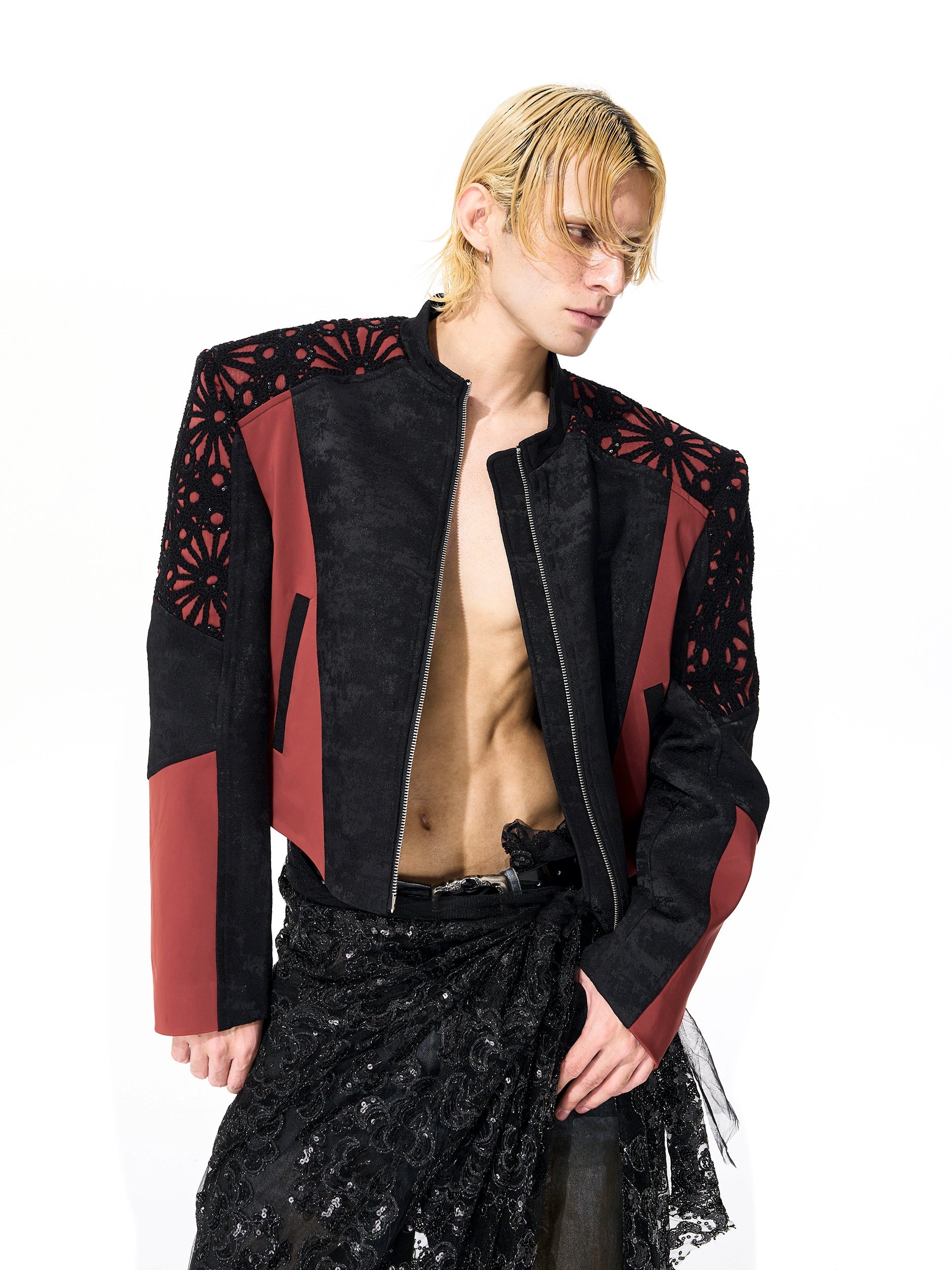 Black and Red Laser Cut Jacket