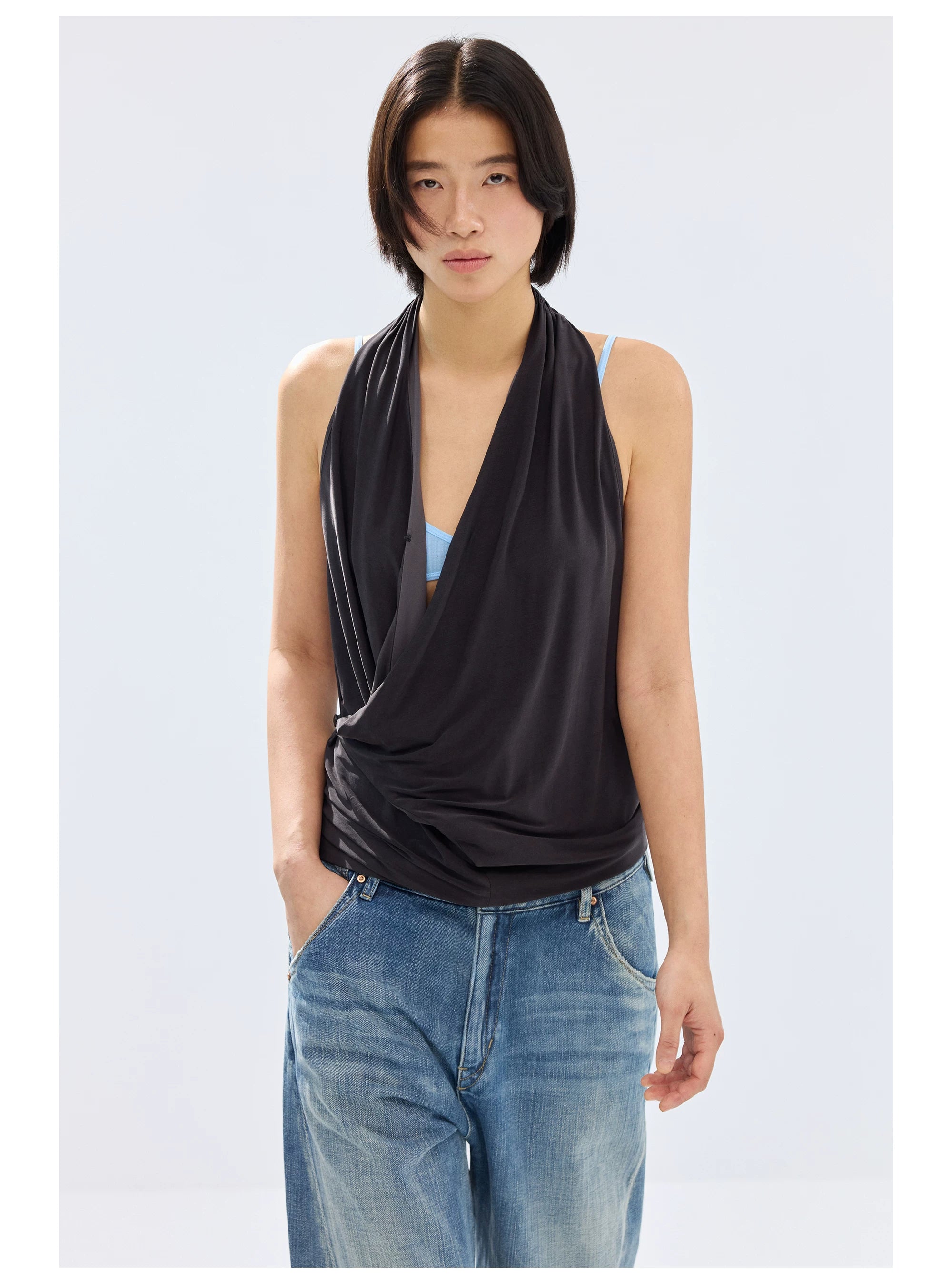 Draped Halter Neck Top