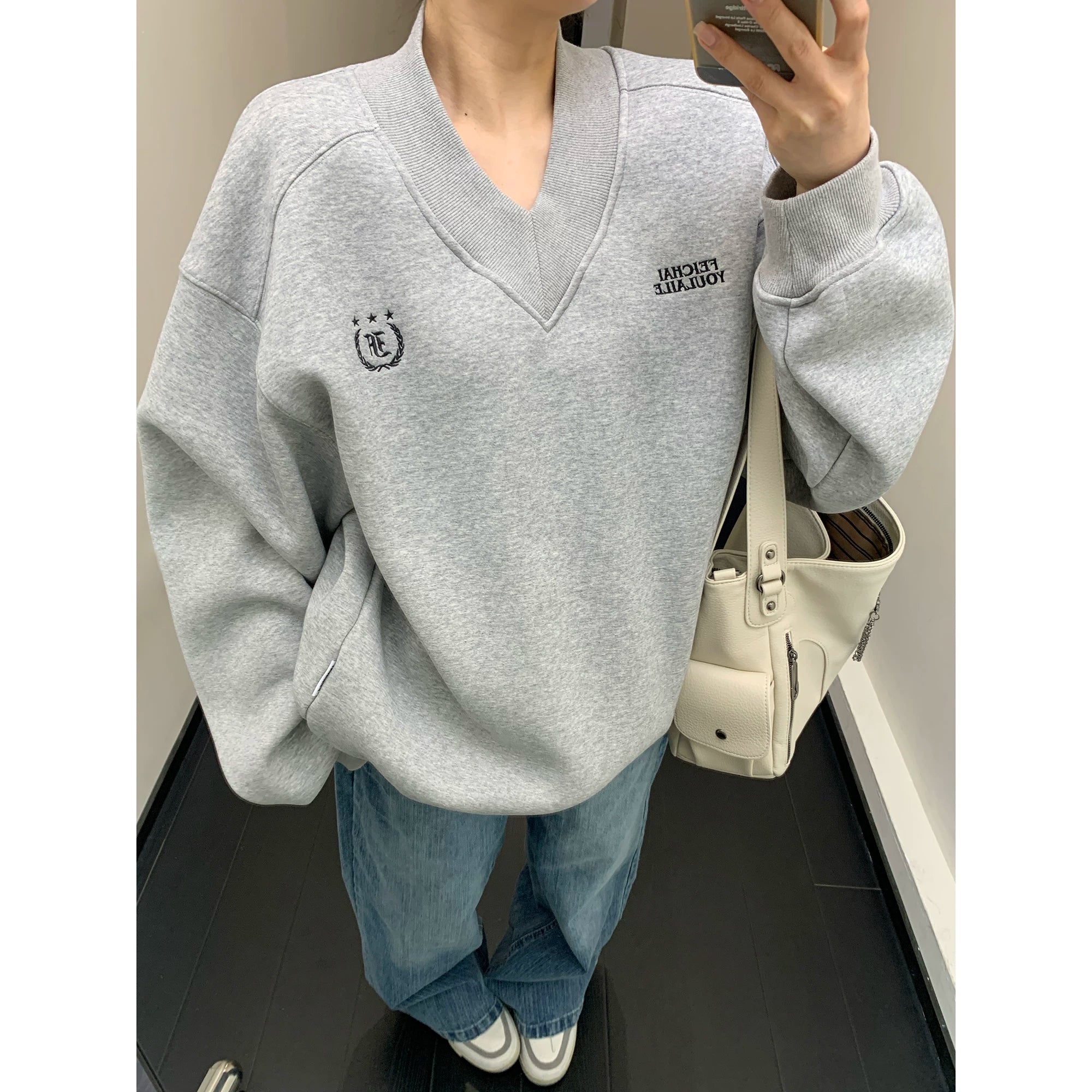 Crest V-Neck Sweatshirt