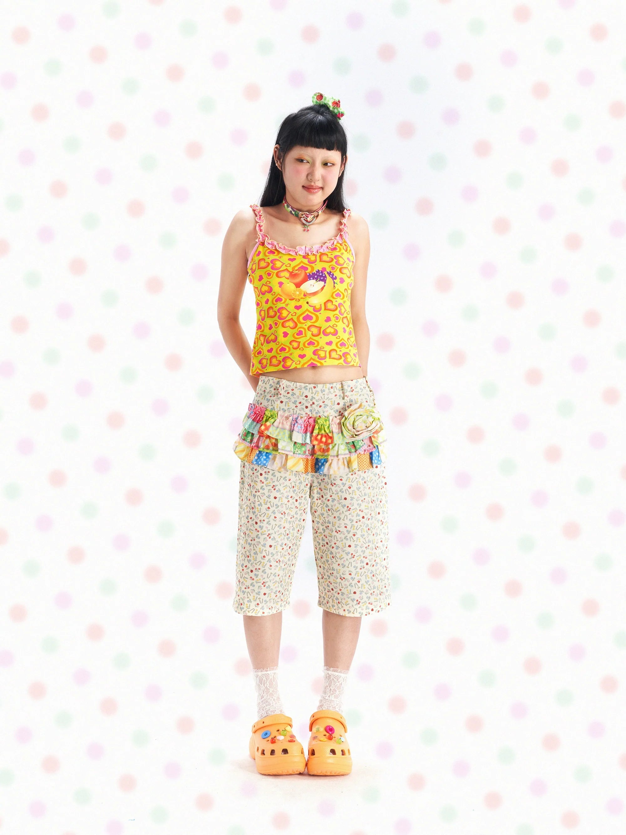Sweet Hearts Fruit Ruffle Tank Top