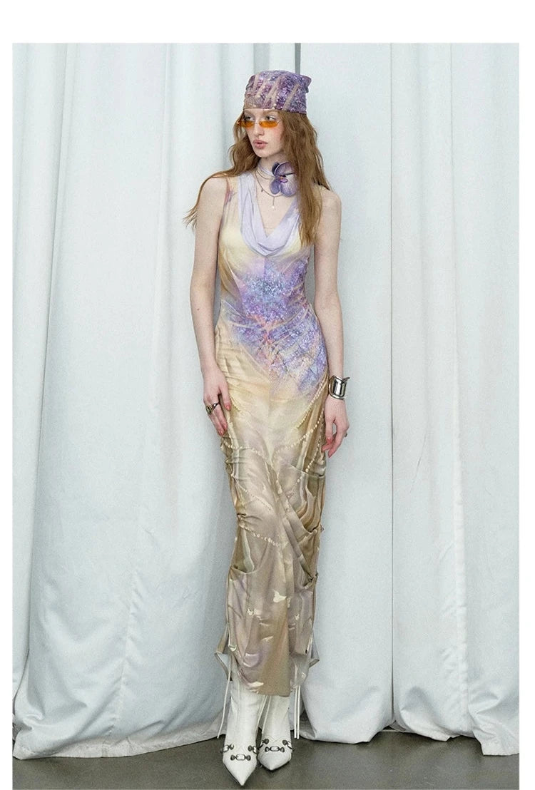 Of Akiva Iridescent Floral Mermaid Gown