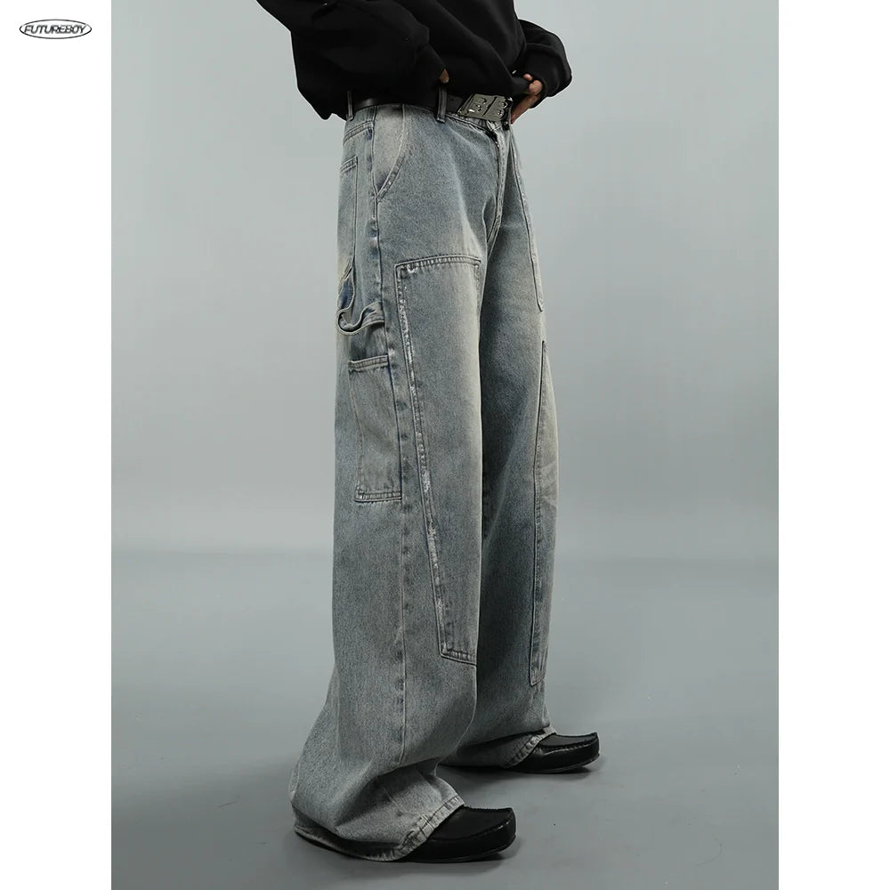 Industrial Drift Wide-Leg Cargo Jeans