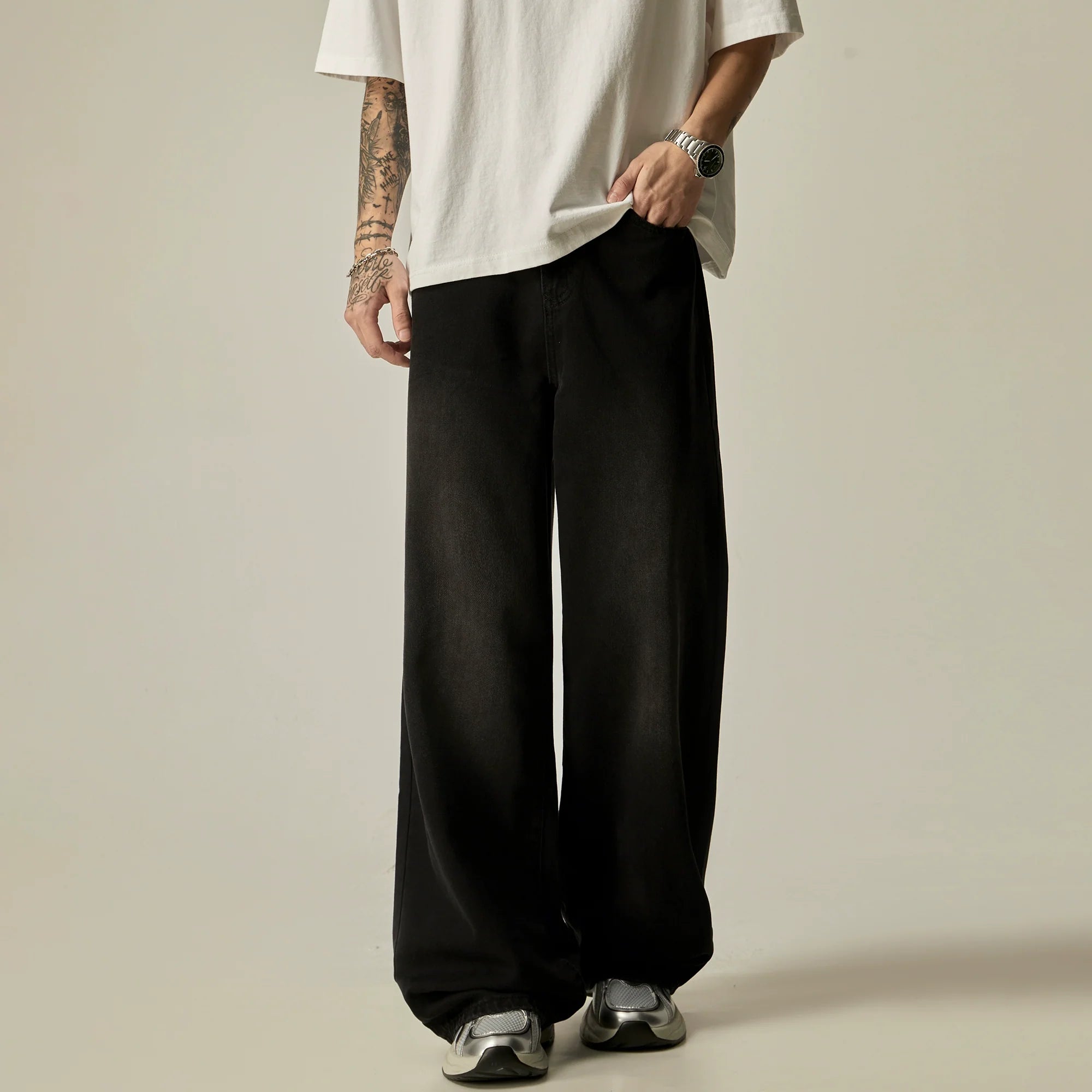 Wide-Leg Relaxed Fit Denim Pants