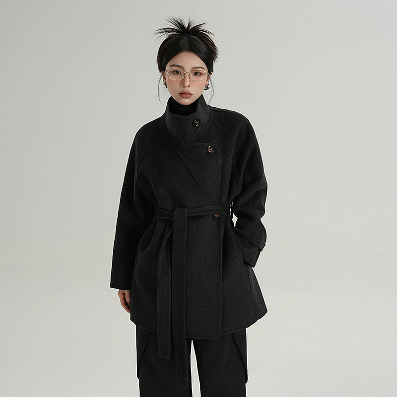 Sash Funnel Wool Jacket