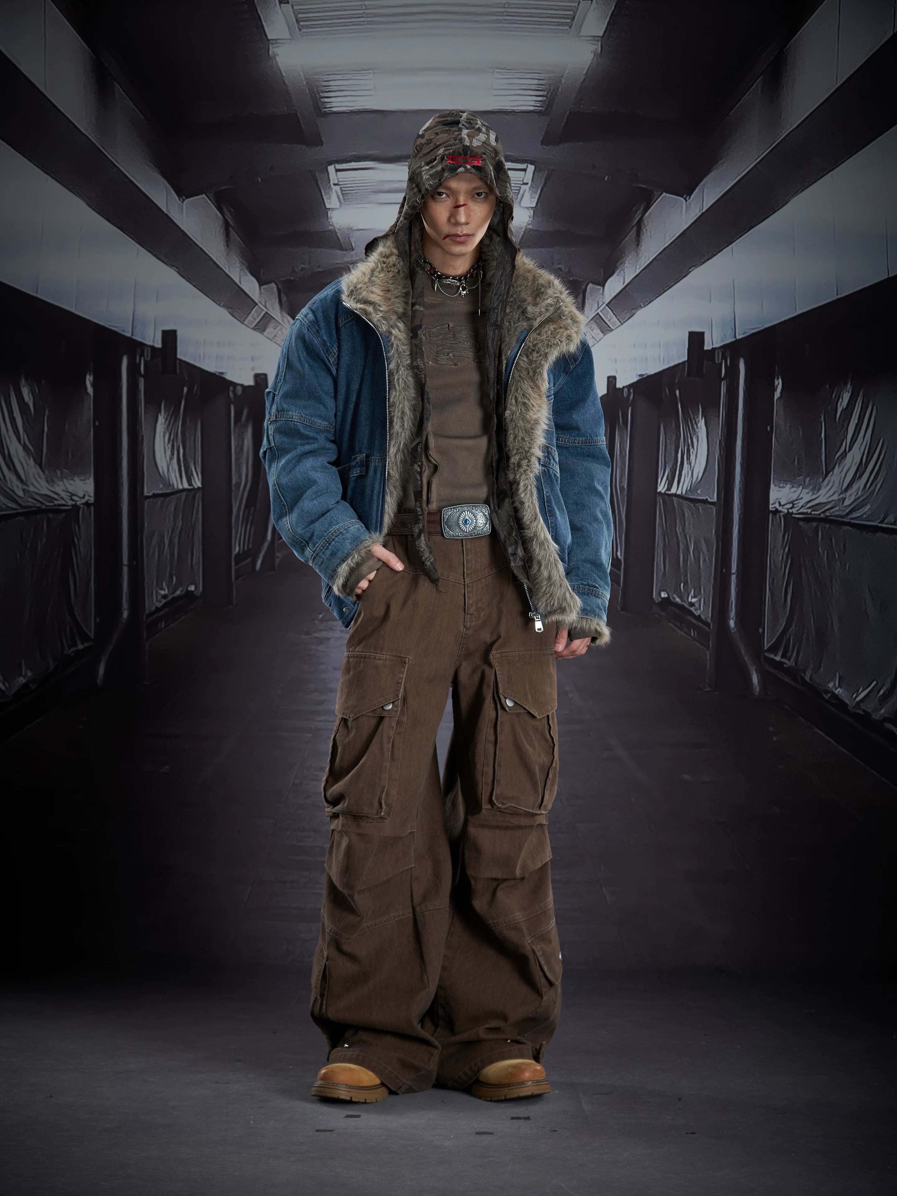 Frostlined Forge Denim Bomber Jacket