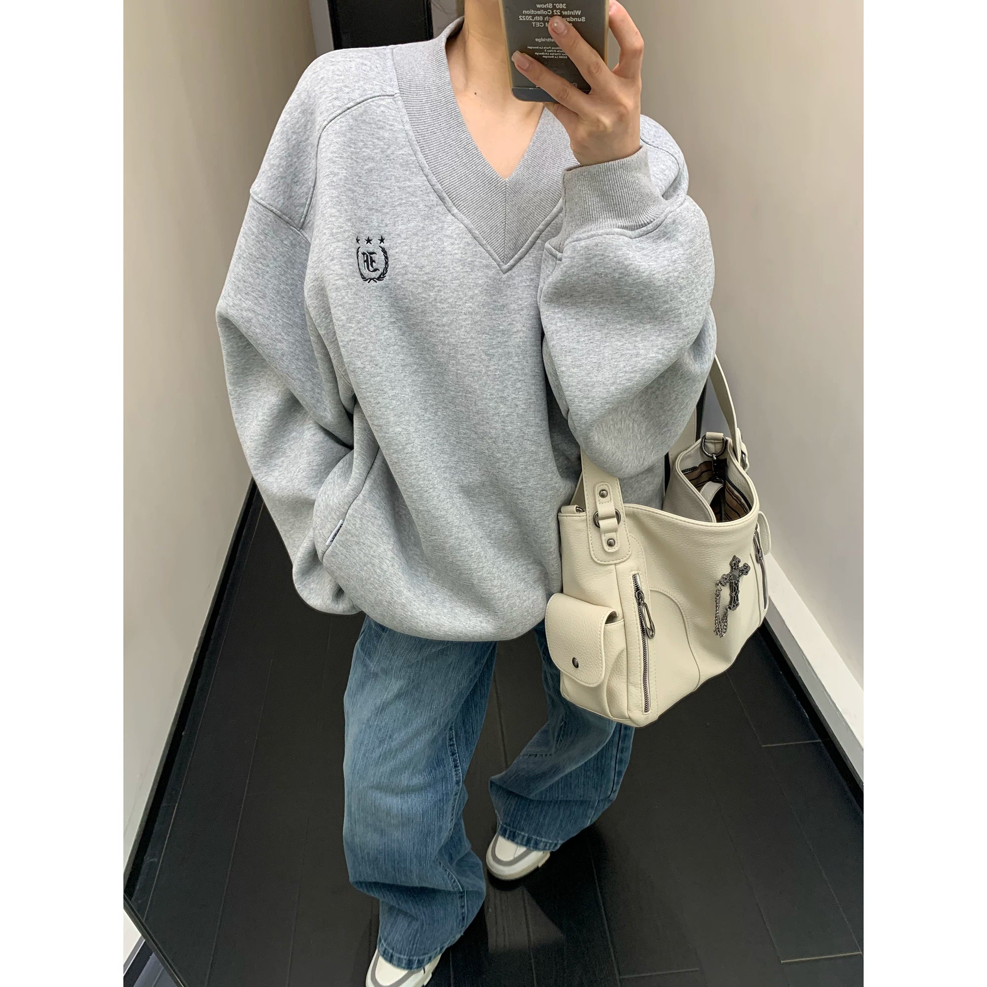 Crest V-Neck Sweatshirt