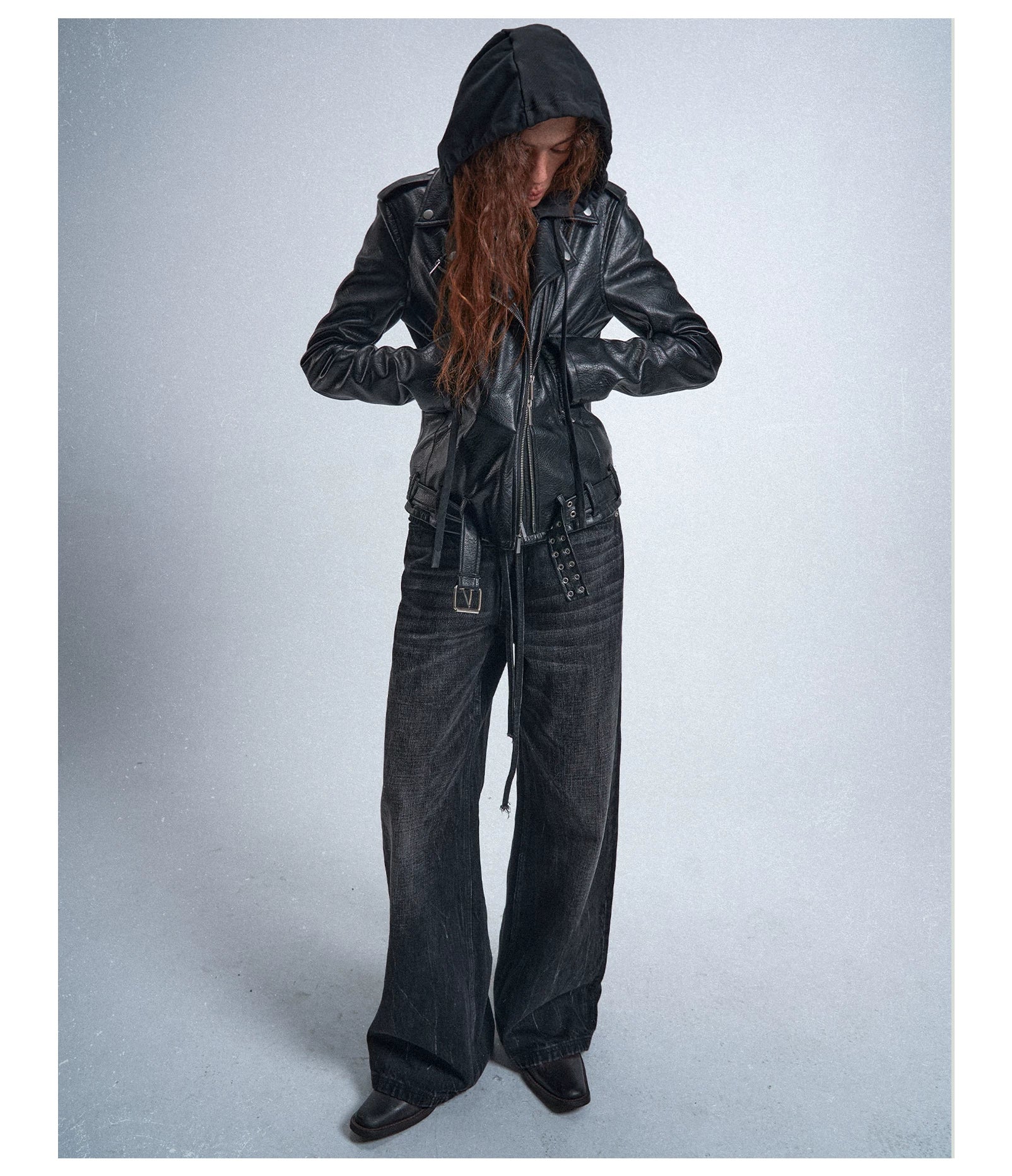 Multi‑Wear Black Moto Trench Coat