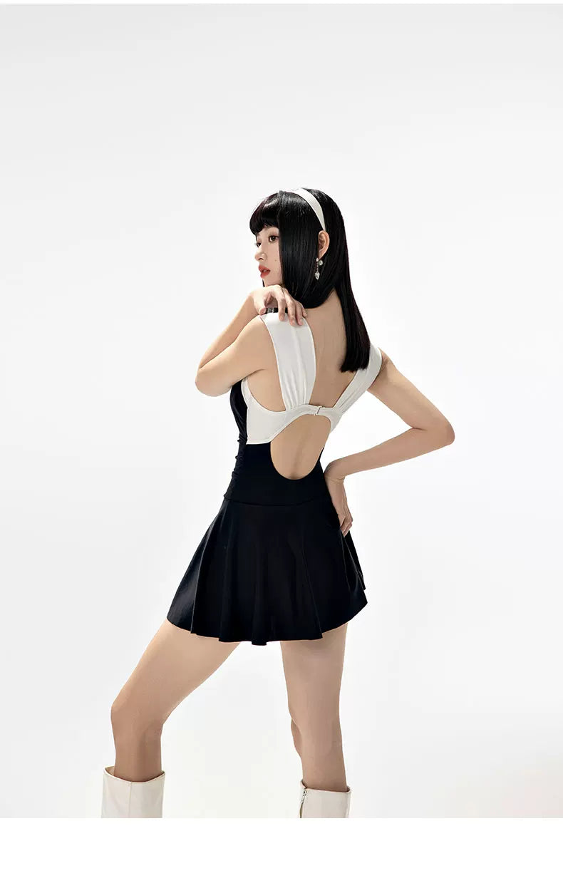 Mono Muse Open‑Back Skirted Swimsuit