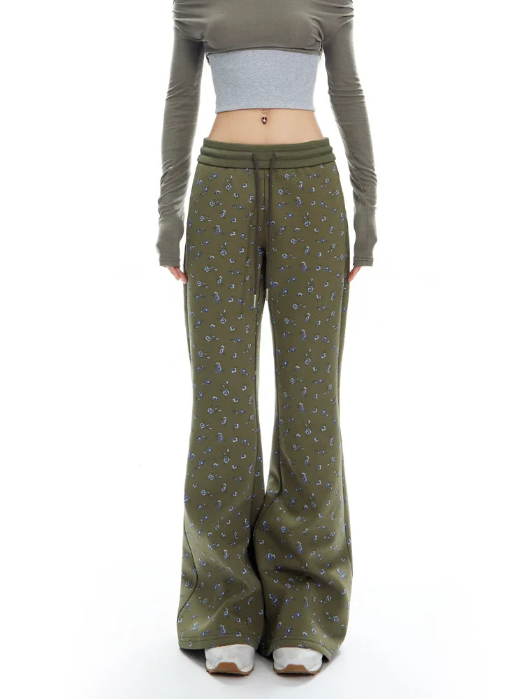 Flared Lounge Pants with Floral Print