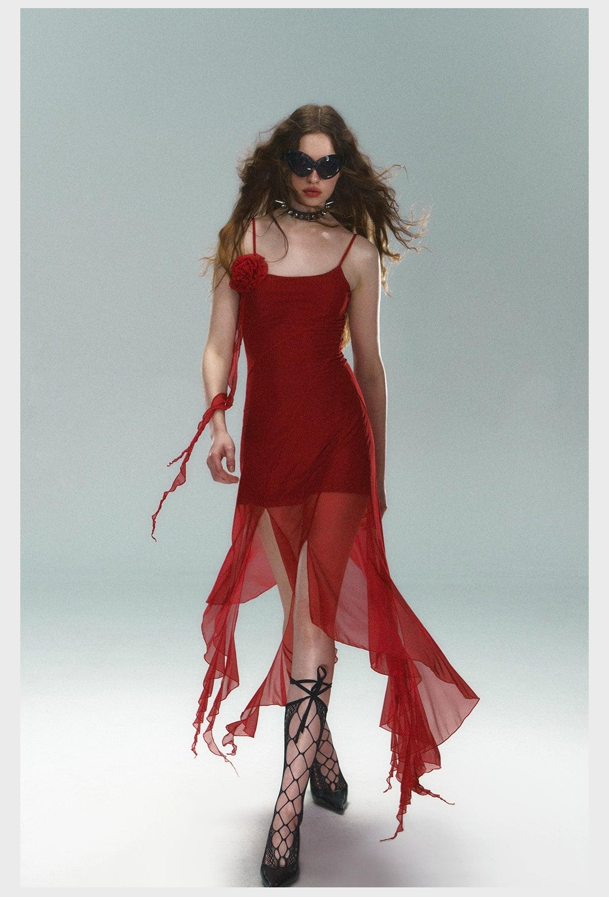 Scarlet Siren Asymmetric Slip Dress