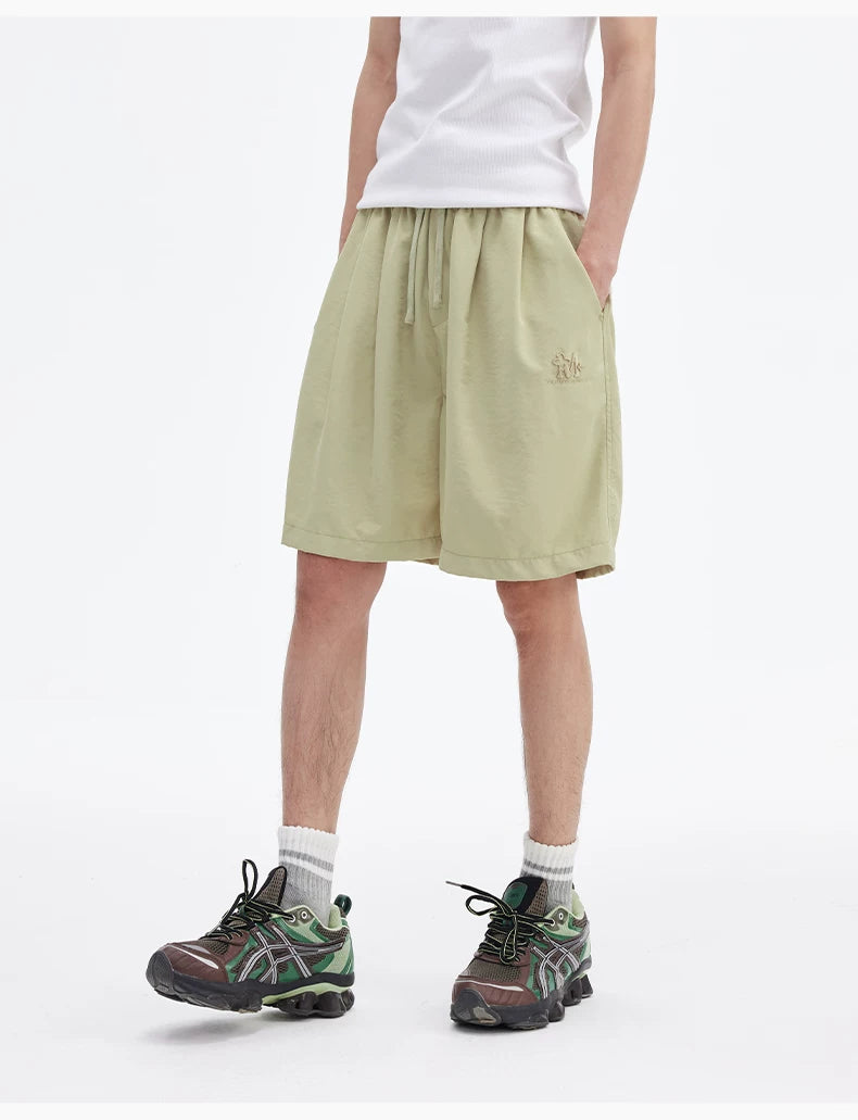 Embroidered Drawstring Bermuda Shorts